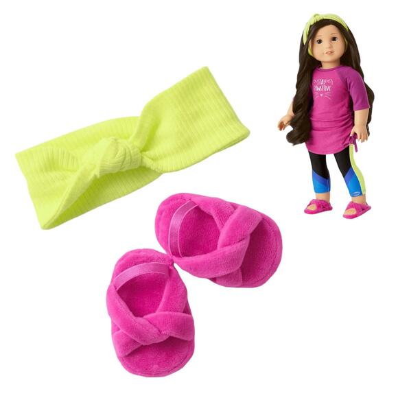 American Girl HEADBAND & SLIPPERS Pawsitively Purrfect Active Salon Accessories - Picture 2 of 11
